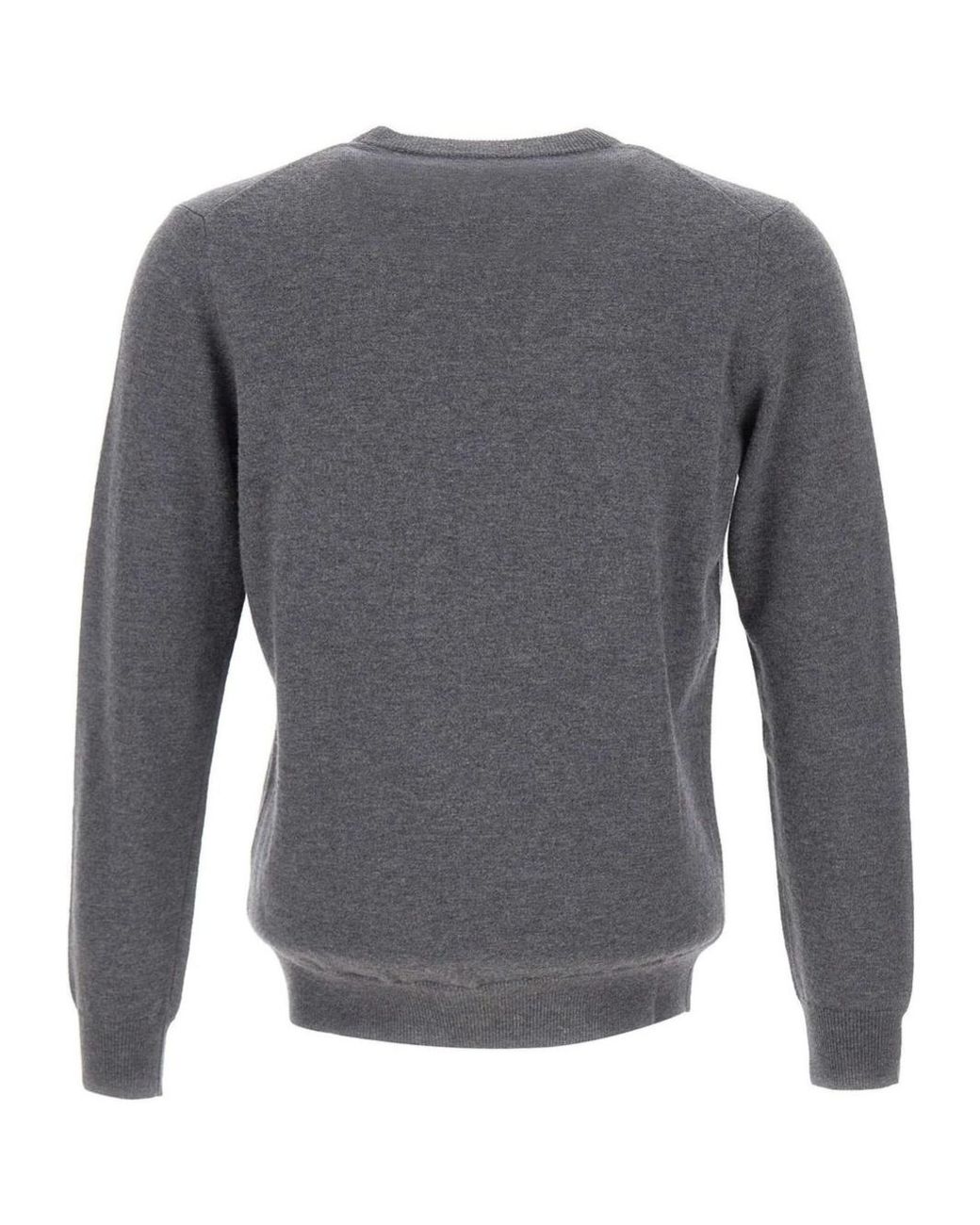 Kangra Cashmere Gray Kangra Ribbed Trim Knitted Sweater for men