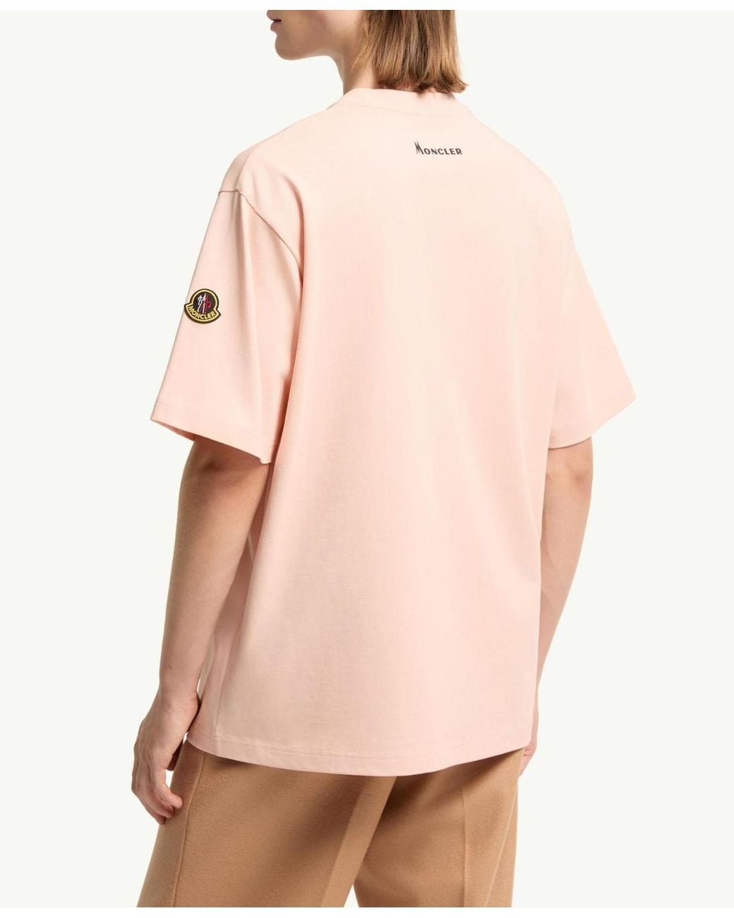 Moncler Pink K2 Print Short Sleeve Cotton Jersey T-Shirt for men