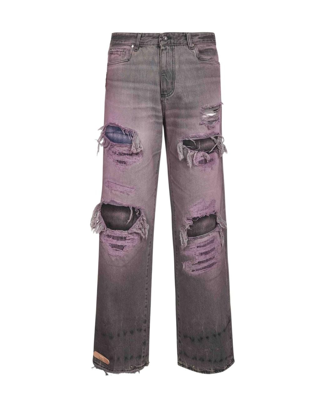 PDF CHANNEL Gray Pdf Distressed Frayed Jeans for men