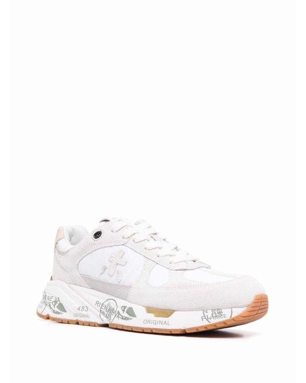 Premiata White Logo Sports Shoes