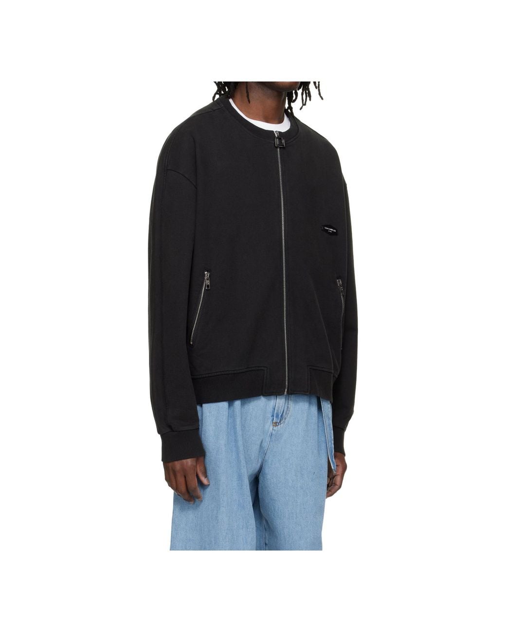 Wooyoungmi Black Zippered Long-Sleeved Sweatshirt for men