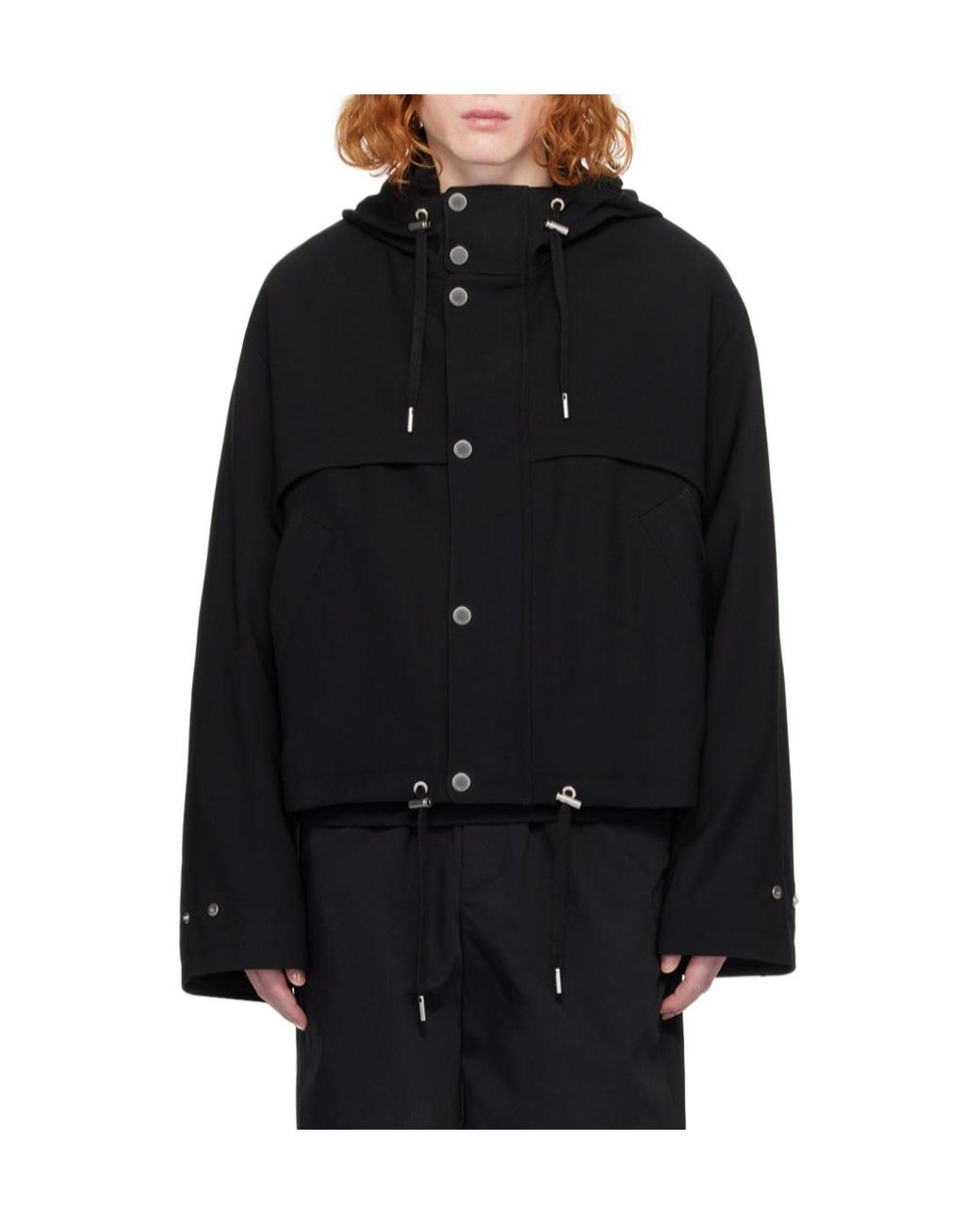 AMI Black Drawstring Hooded Jacket for men