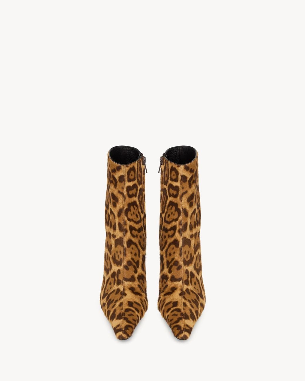 Saint Laurent Brown Pony Hair Ashley Ankle Boots 75