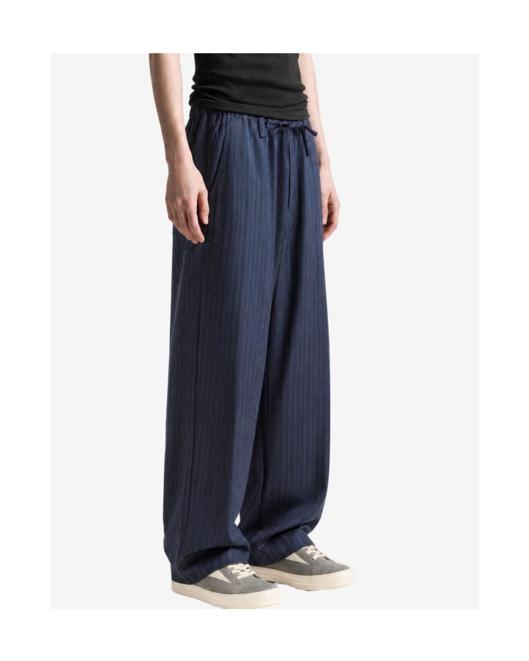 Dries Van Noten Blue Striped Fluid Pants for men