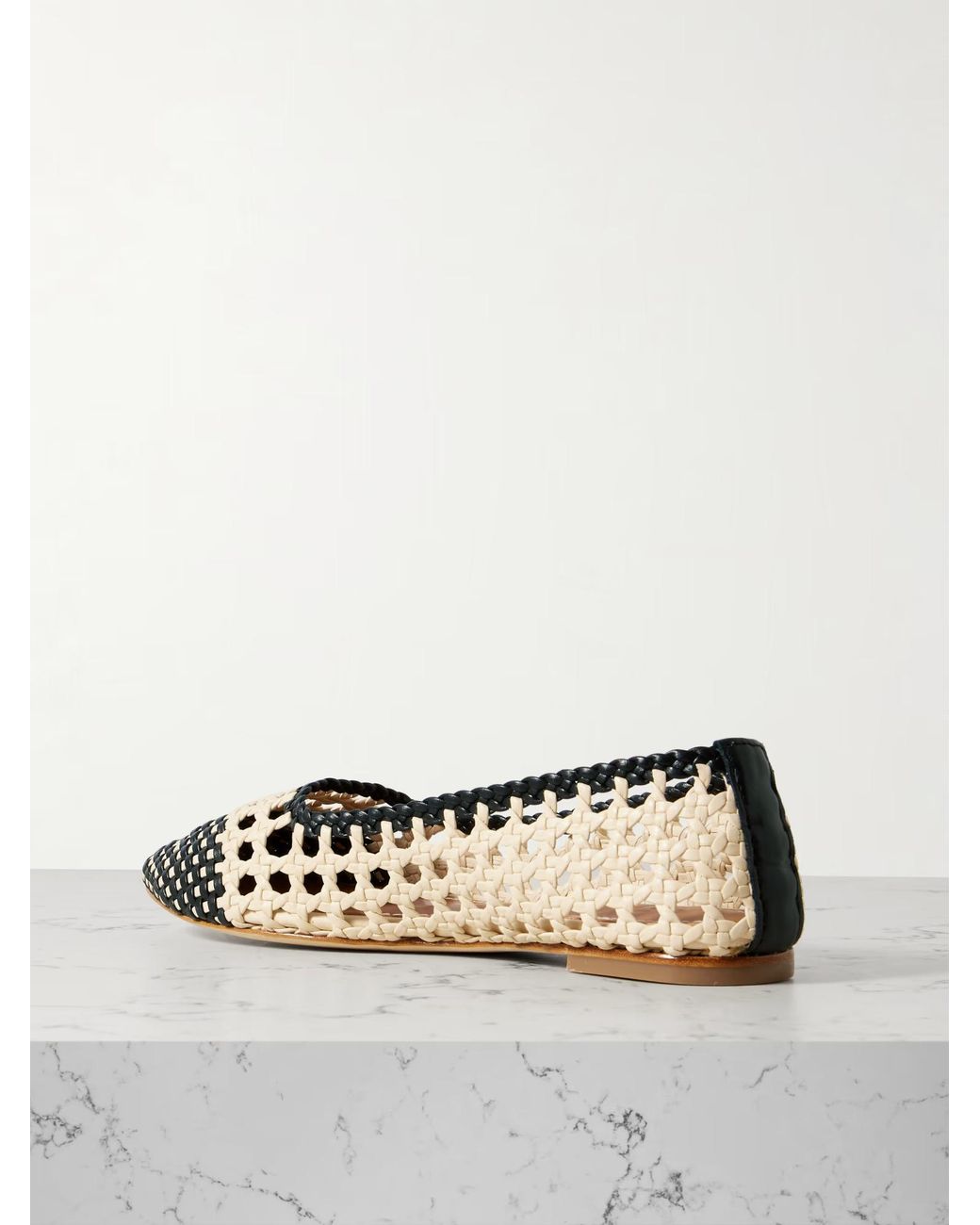 Staud Brown Nell Woven Leather Ballet Flats
