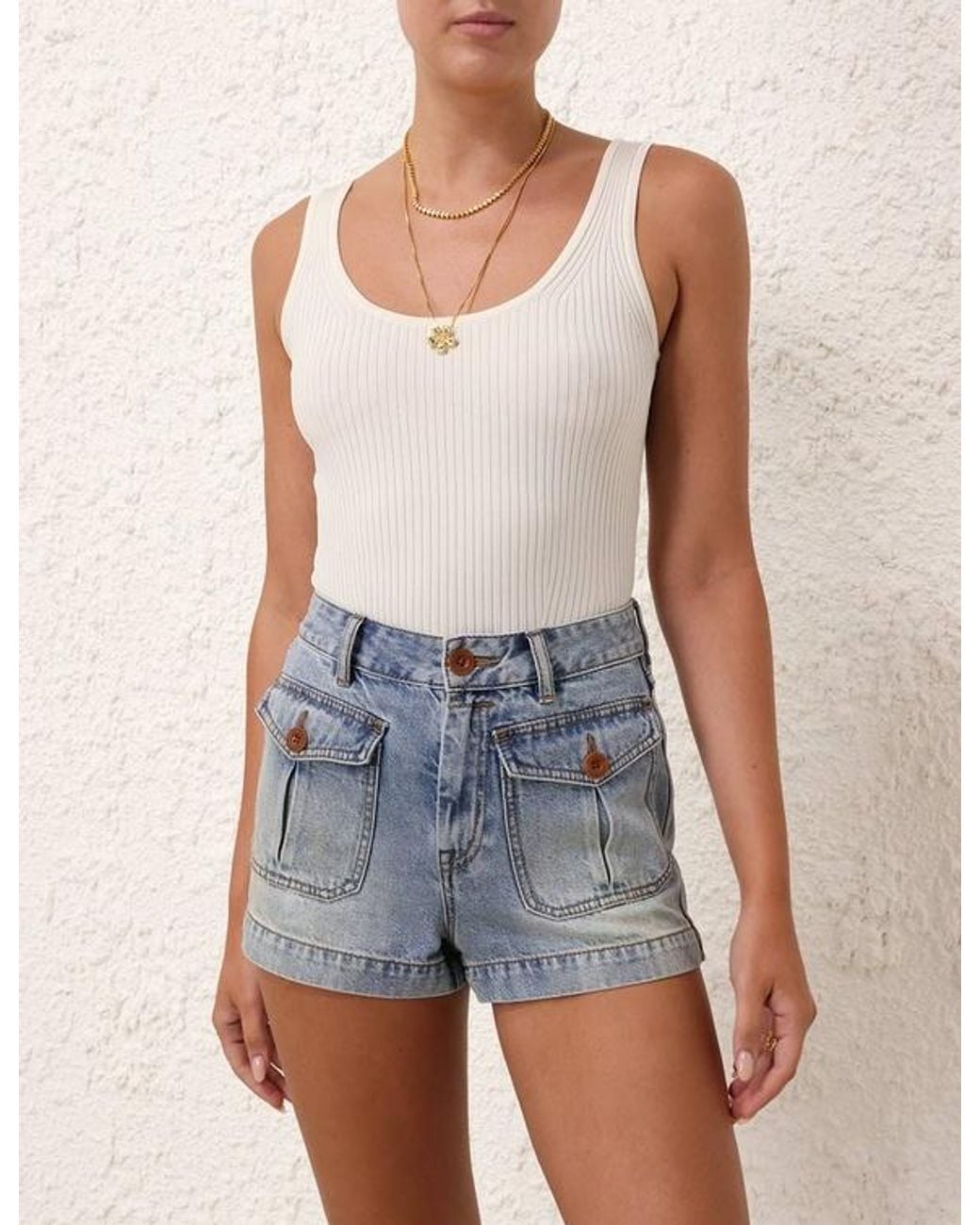 Zimmermann White Raie Low Neck Vest