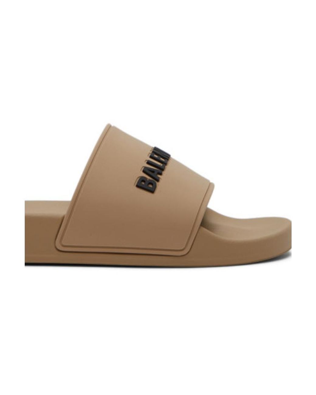 Balenciaga Brown Logo Printed Pool Slides for men