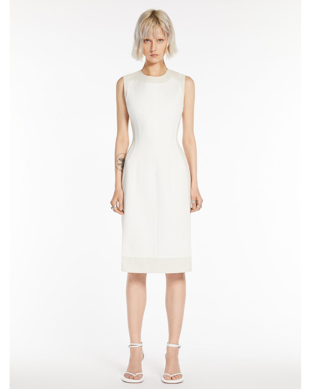 Sportmax White Yang Crewneck Sleeveless Dress