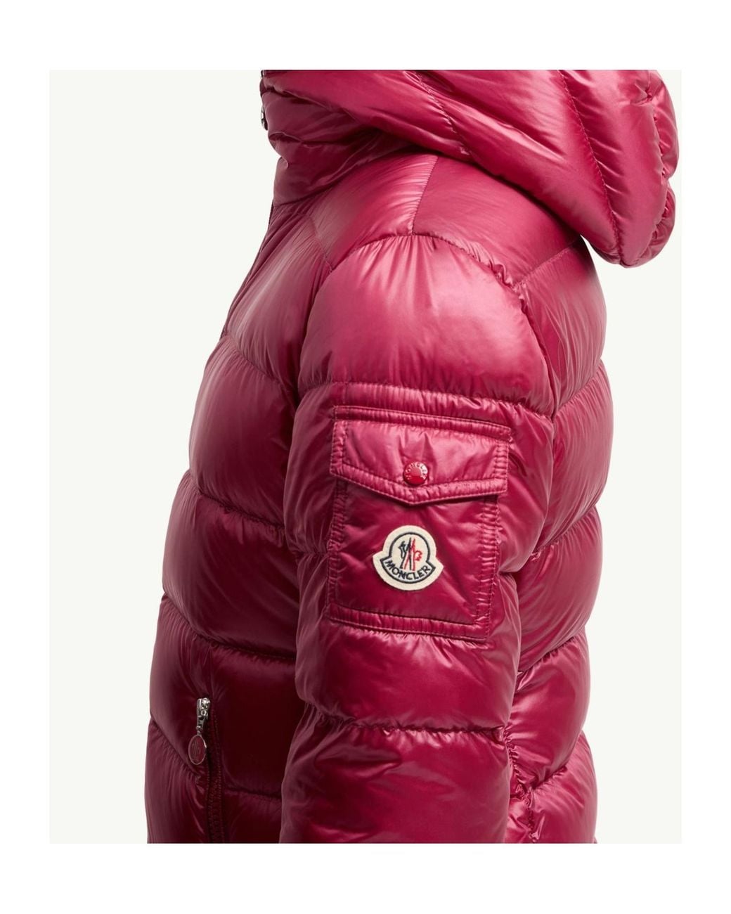 Moncler Red Glesse Zip-Up Short Padded Jacket