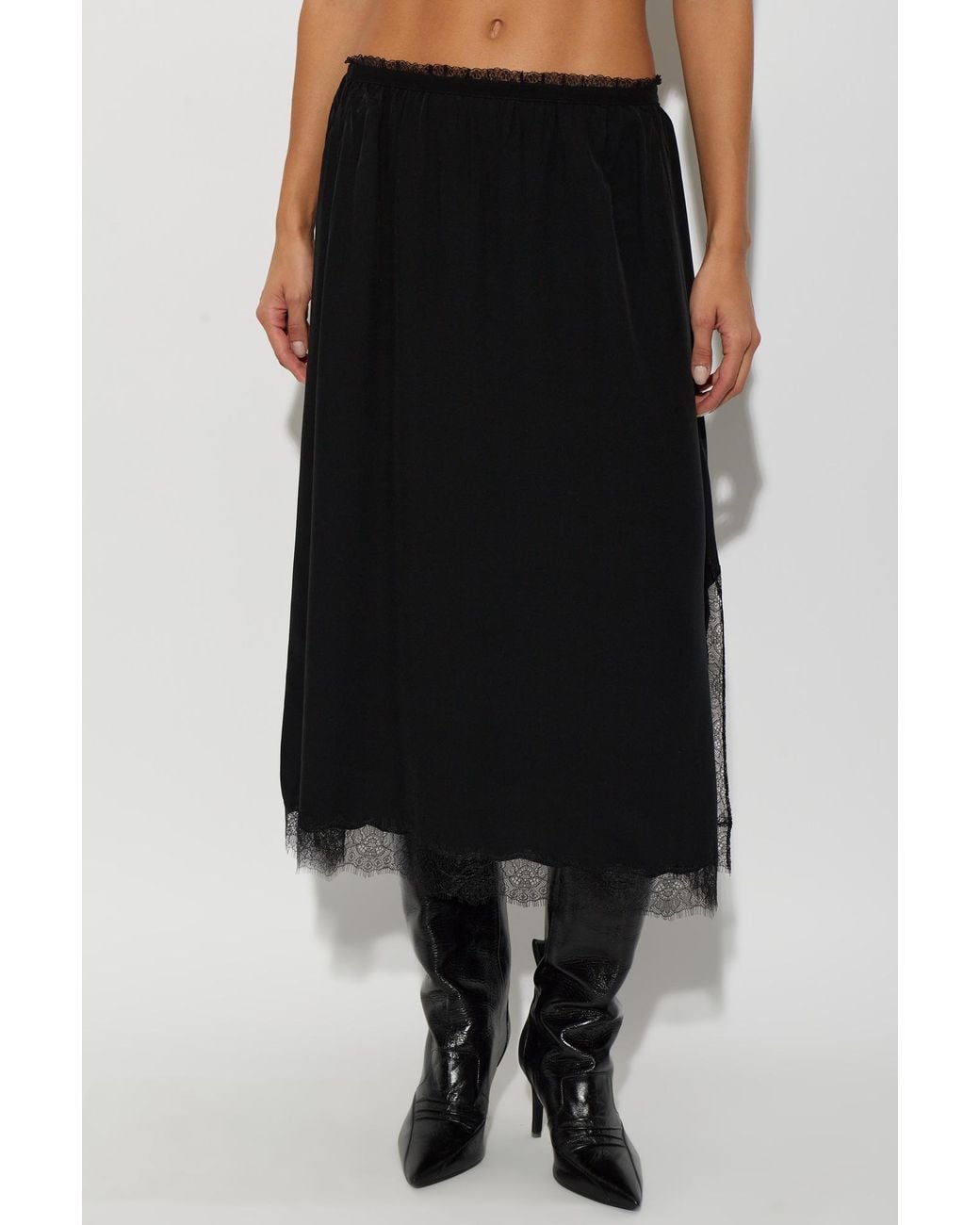 Zadig & Voltaire Black Jarvis Lace-Trim Midi Skirt