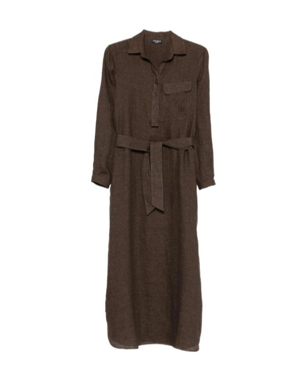 Emporio Armani Brown Belted Shirt Midi Dress