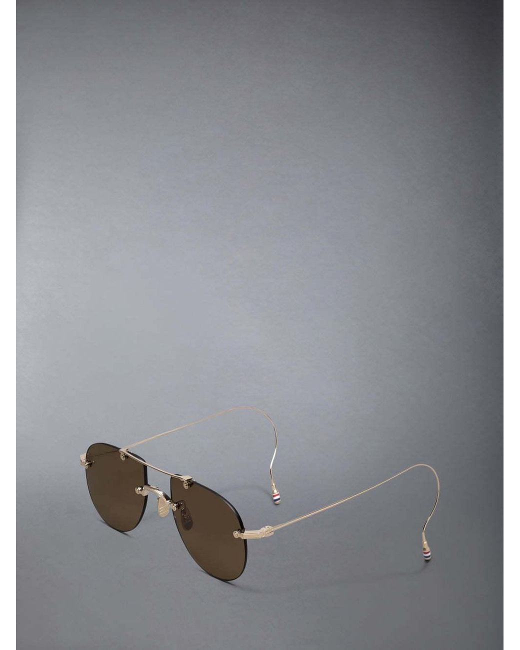 Thom Browne Brown Eyewear Pilot Frame Sunglasses for men