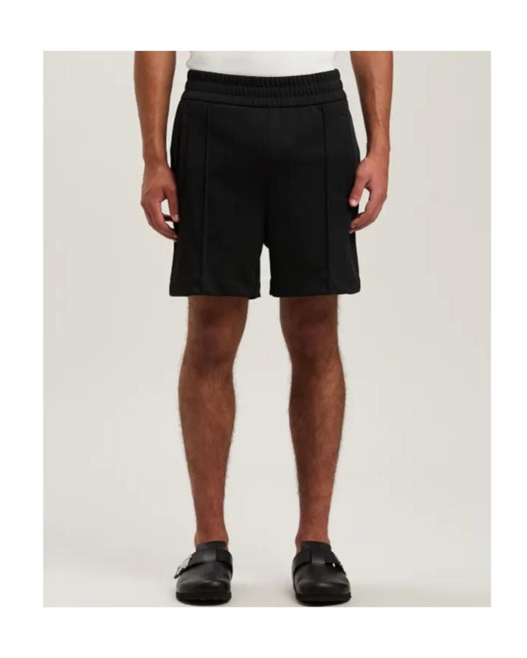 Palm Angels Black Curved Logo Track Shorts for men