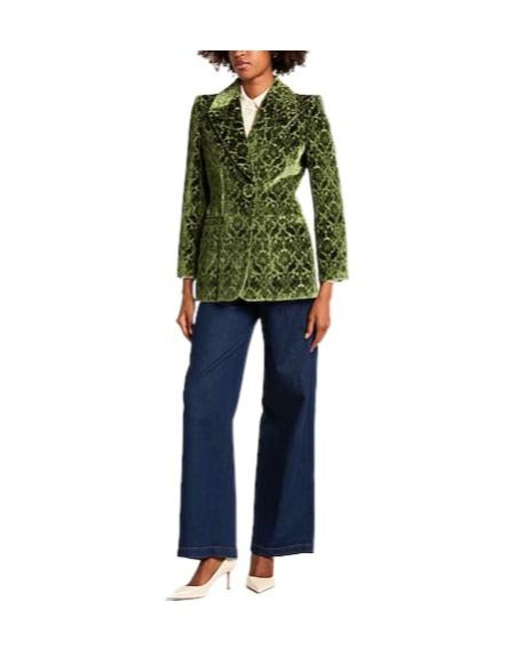 Burberry Green Velvet Singlebreasted Blazer