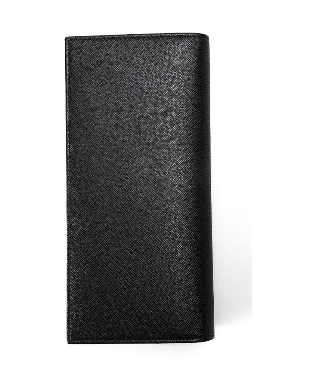 Prada Black Logo-Plate Continental Wallet for men