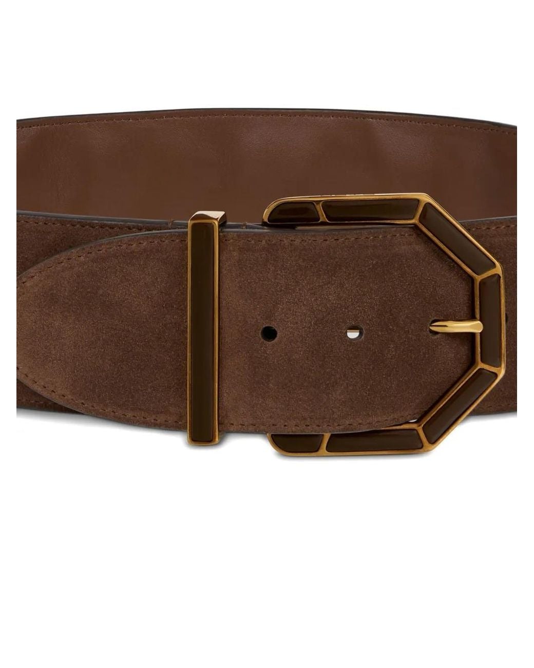 Etro Brown Suede Belt With Threading