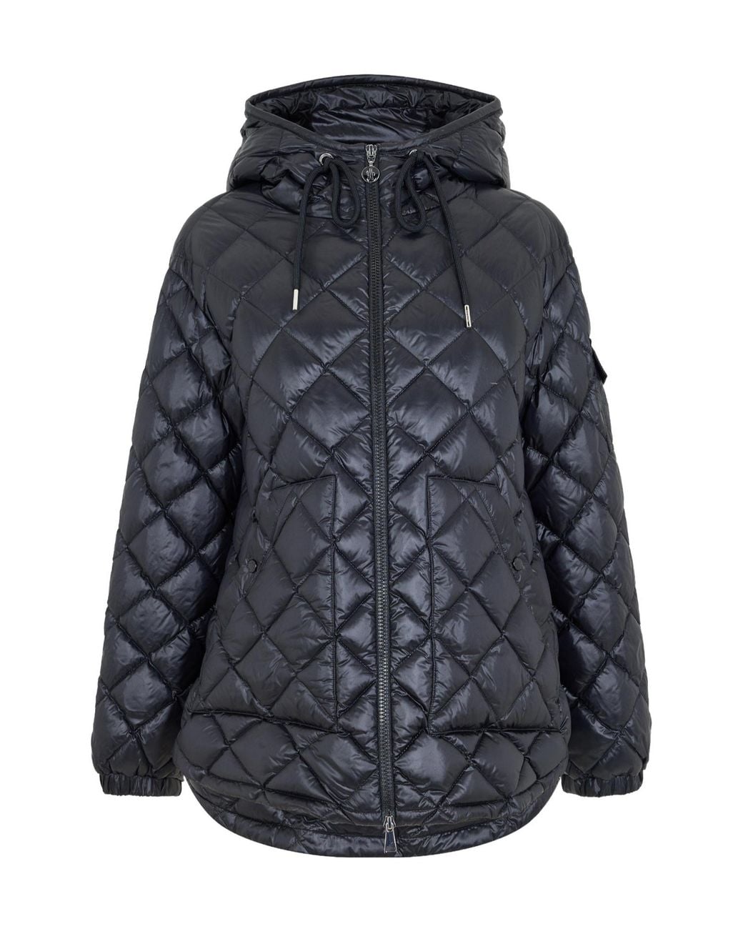 Moncler Blue Diamond-Quilted Hooded Puffer Jacket