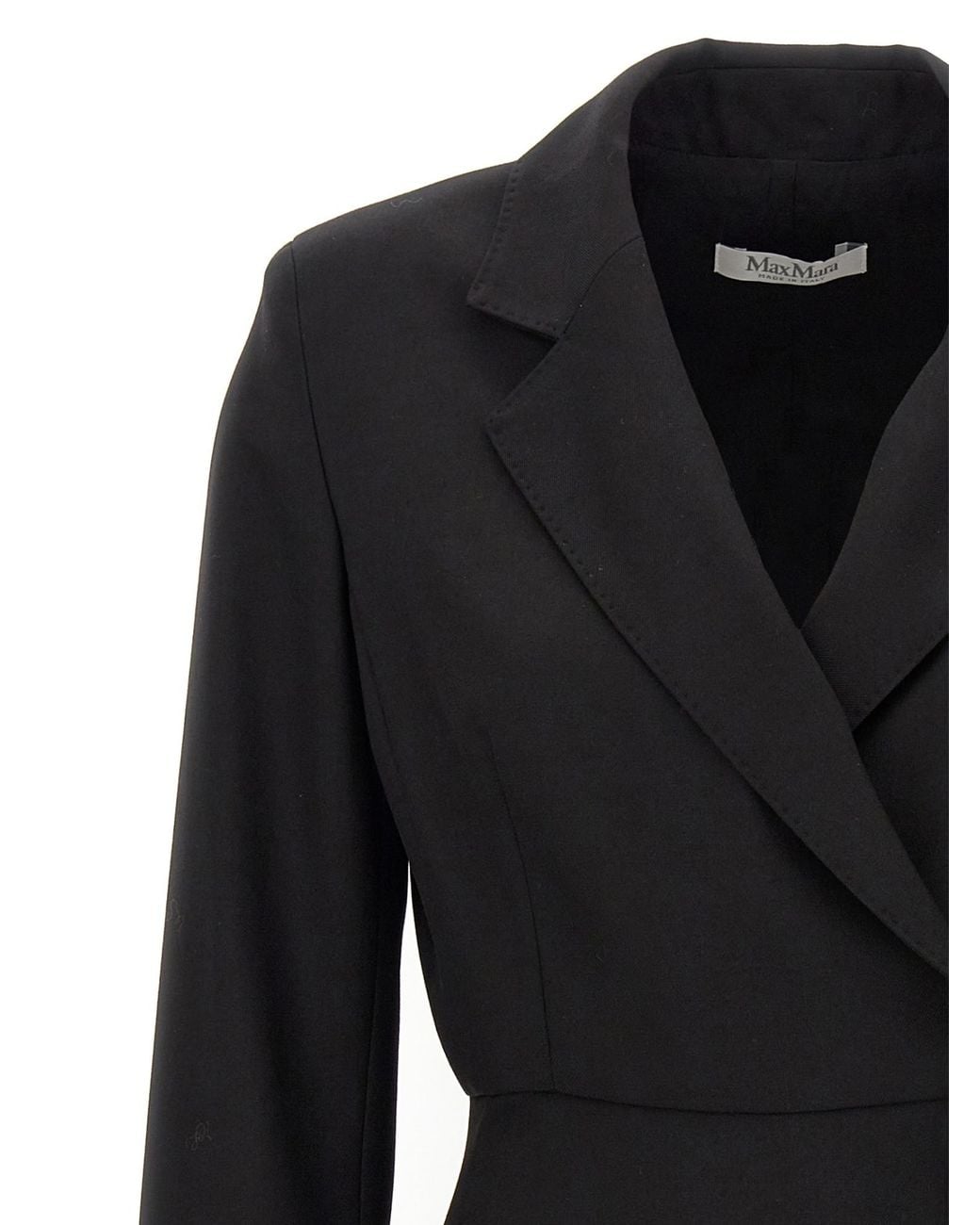 Max Mara Black Pleated Long-Sleeved Blazer Dress
