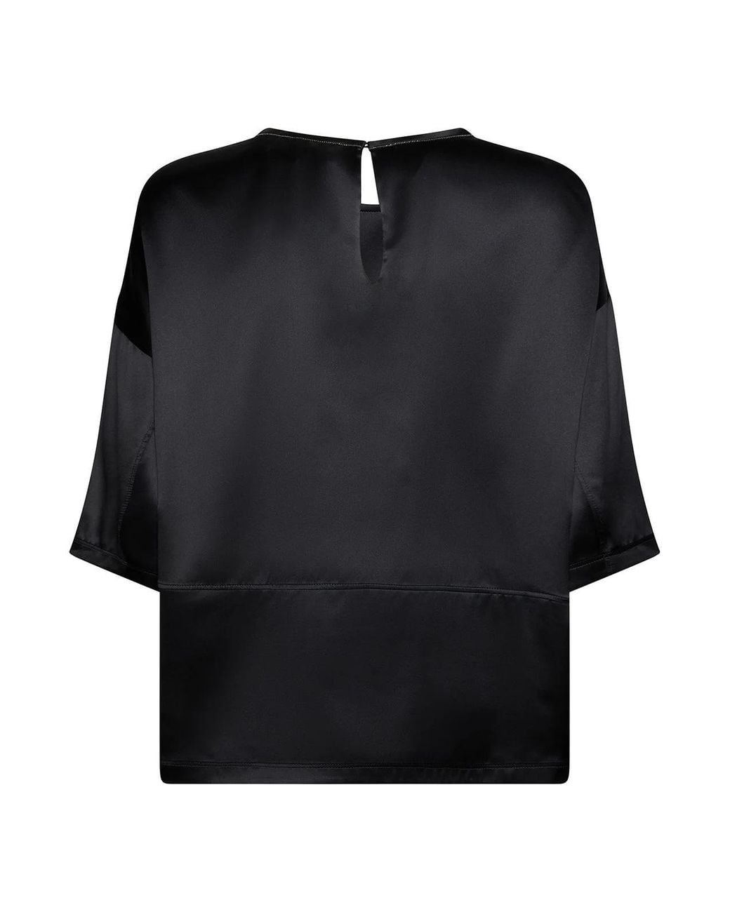Brunello Cucinelli Black Keyhole Crewneck Top