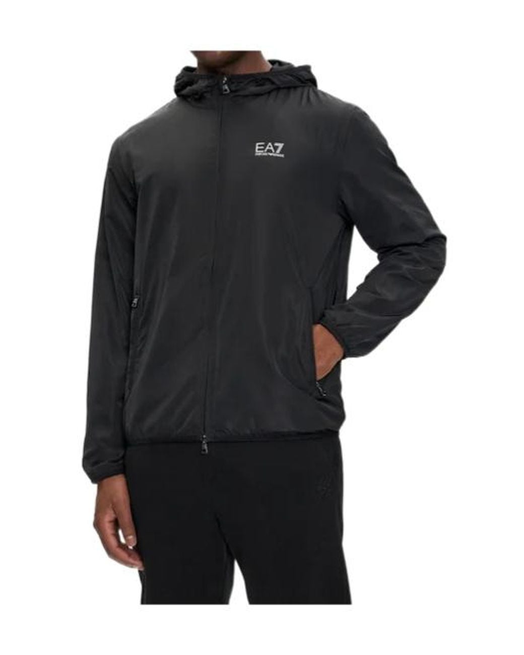 EA7 Black Core Identity Hooded Jacket for men