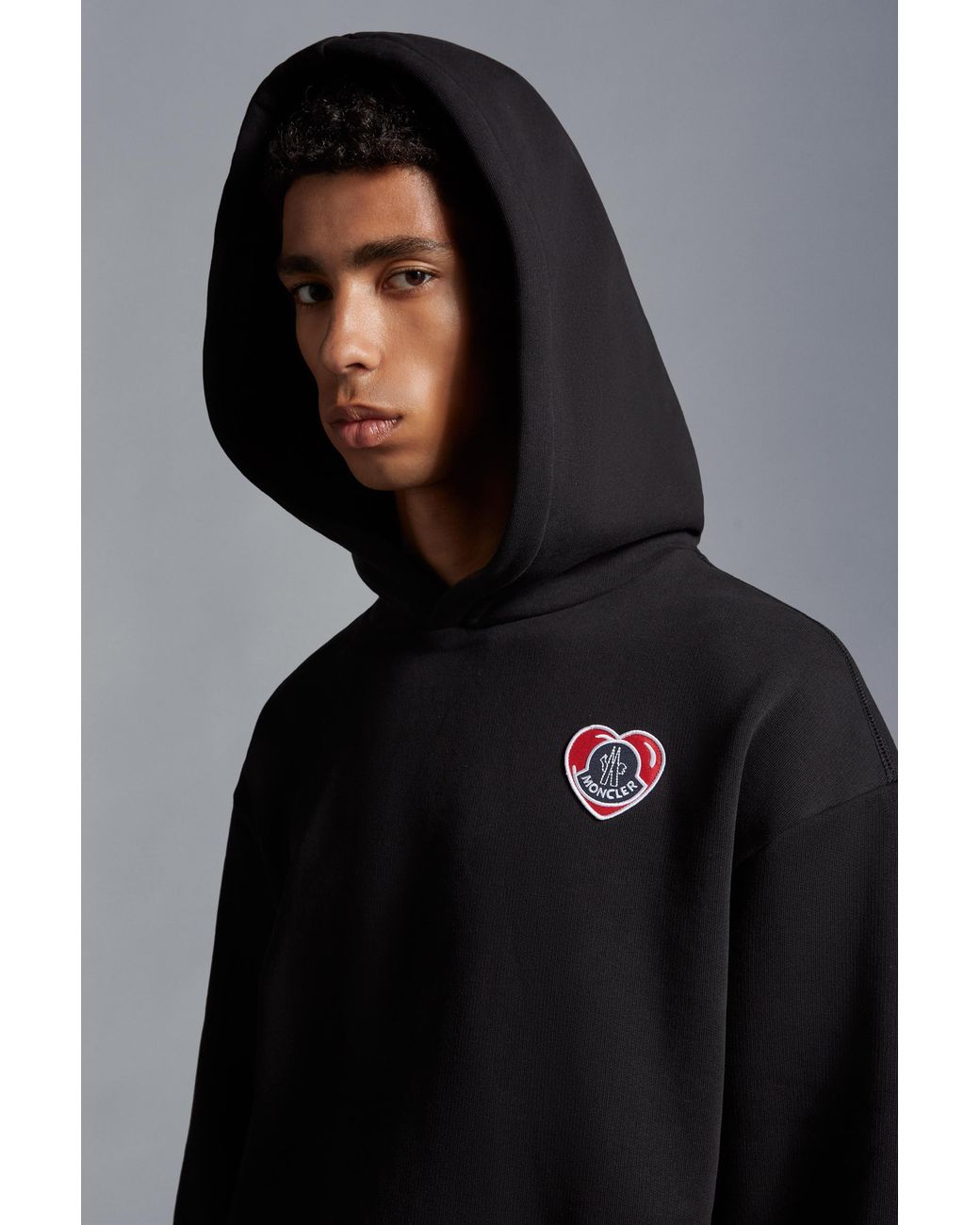 Moncler Black Moncoeur Motif Hoodie for men