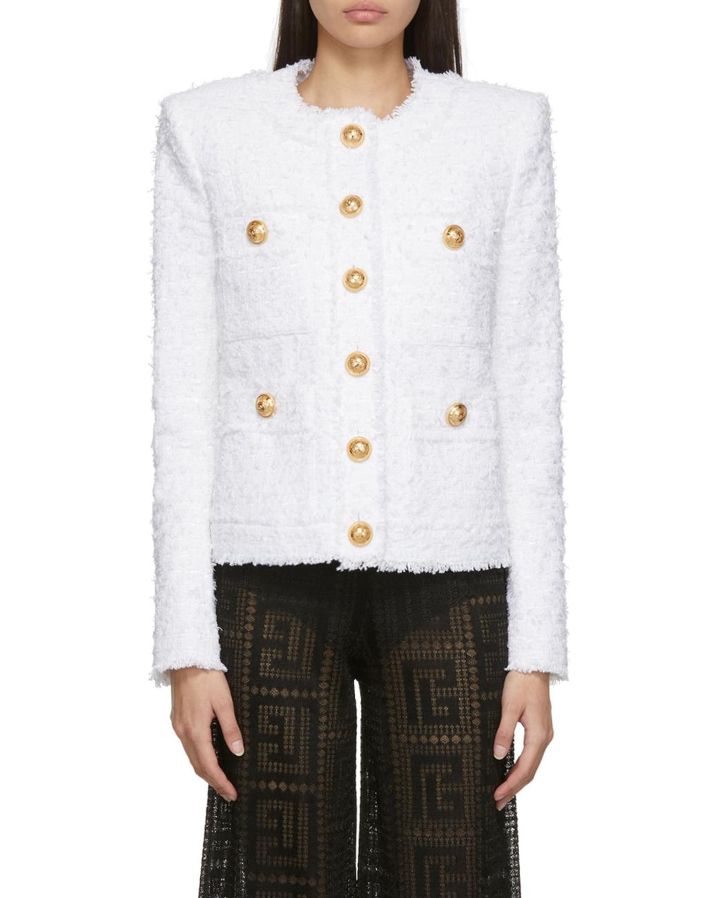 Balmain White Tweed Jacket