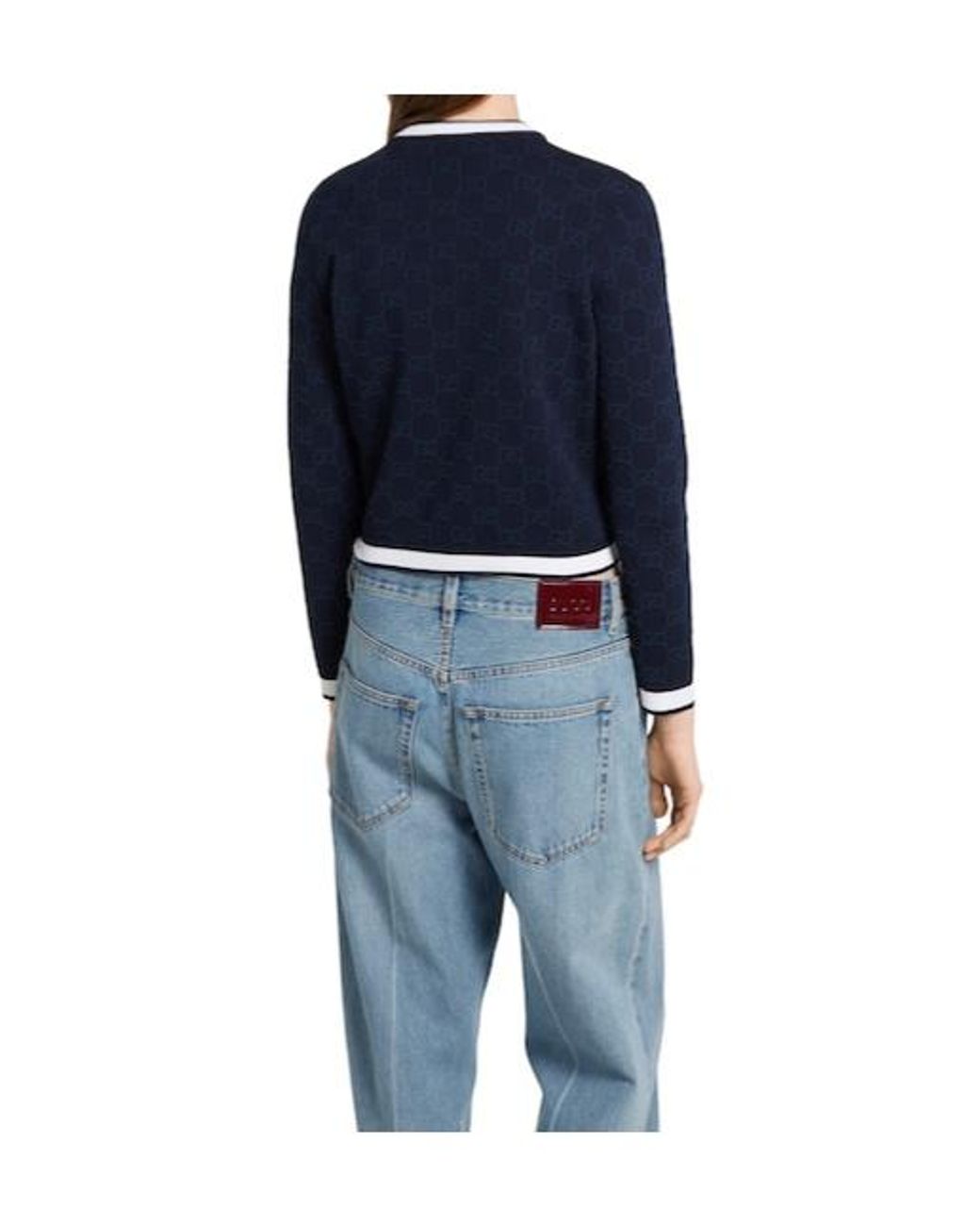 Gucci Blue Gg Jacquard Cardigan