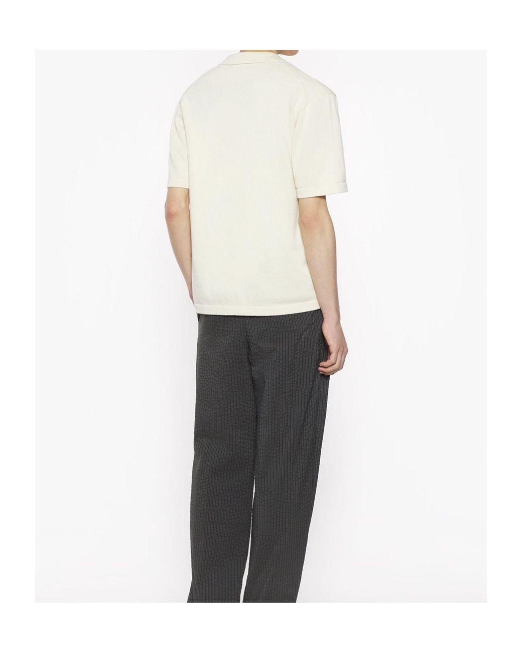 Maison Kitsuné White Maison Kitsuné Bold Fox Head Knit Polo Shirt for men