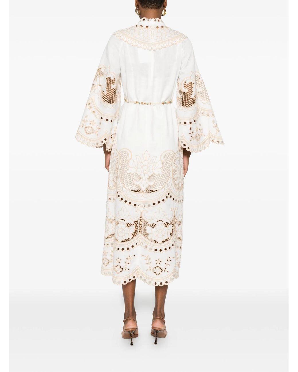 Zimmermann White Embroidered Midi Dress
