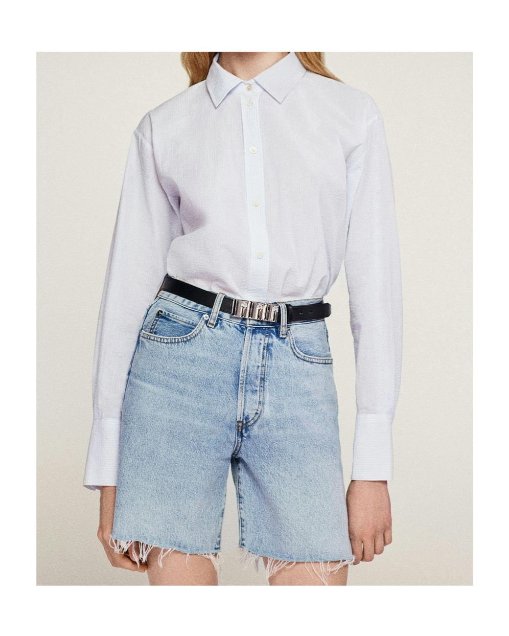 FRAME Blue High Waist Denim Shorts