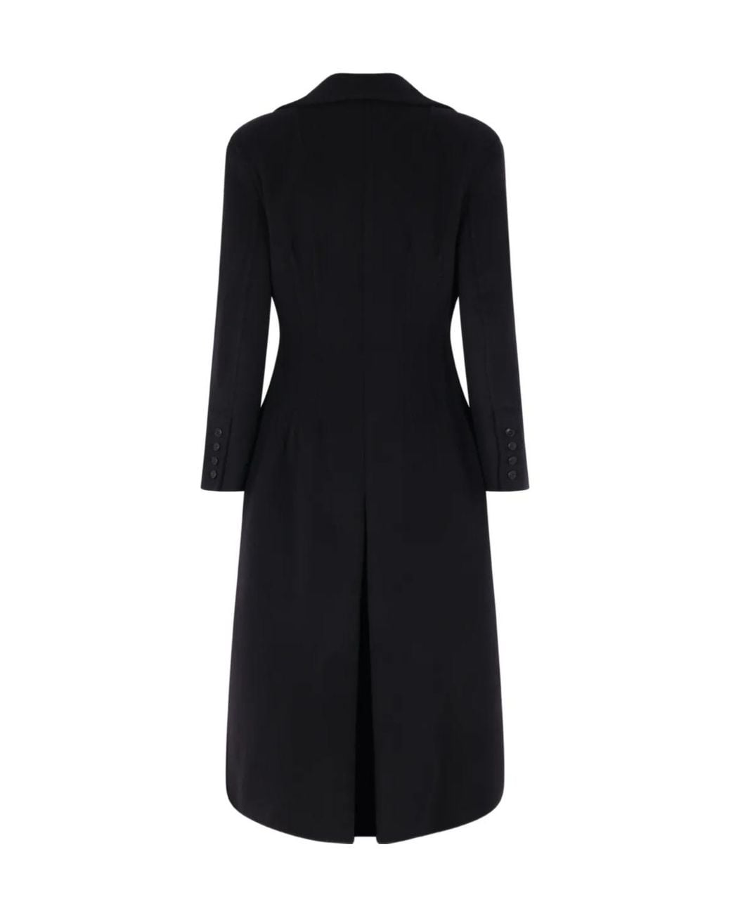 Ermanno Scervino Black Double-Breasted Wool Coat