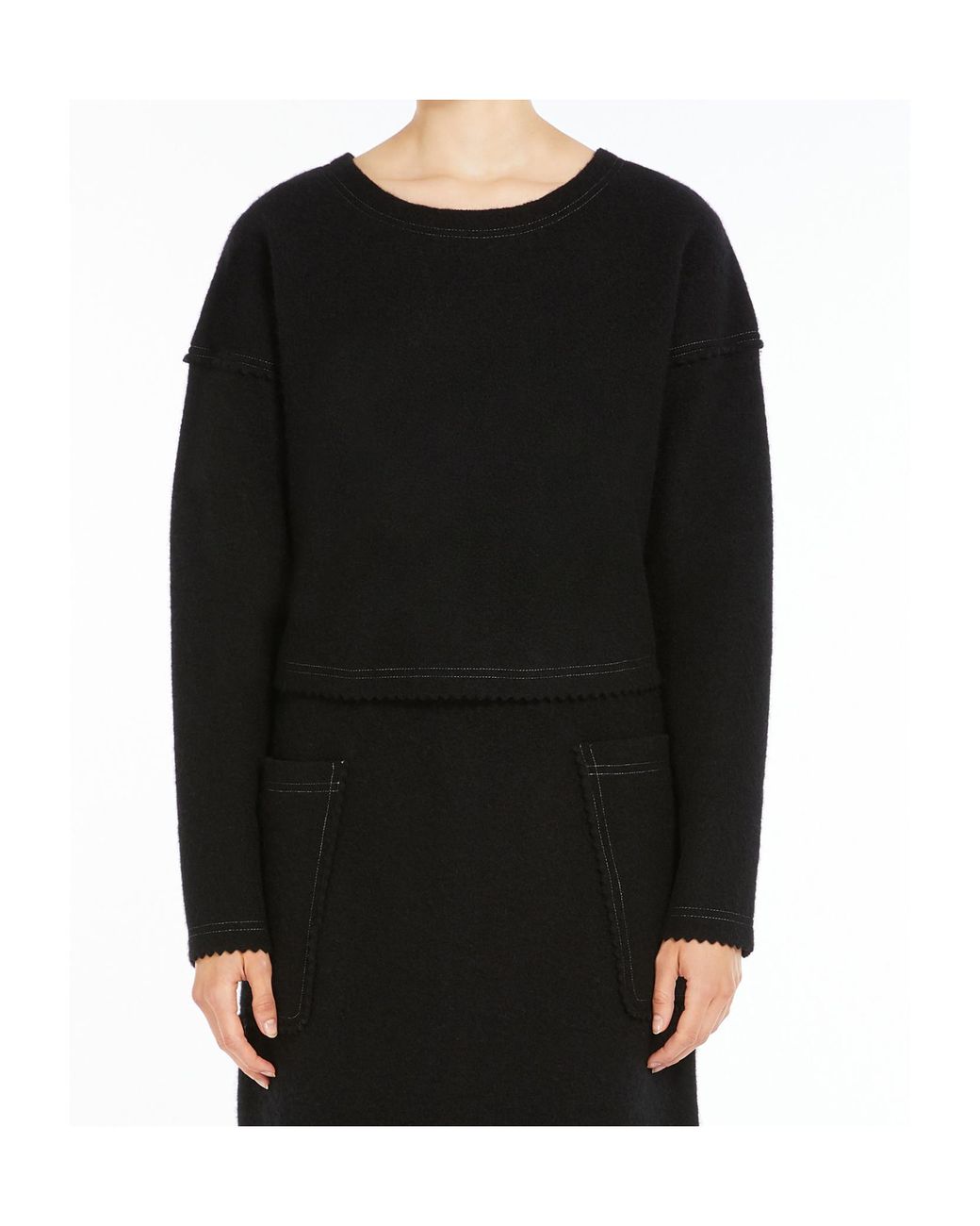 Max Mara Black Zip Detailed Crewneck Jumper