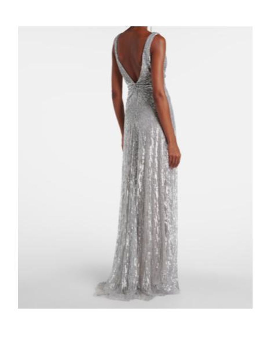 Monique Lhuillier Gray Sequined Tulle Gown
