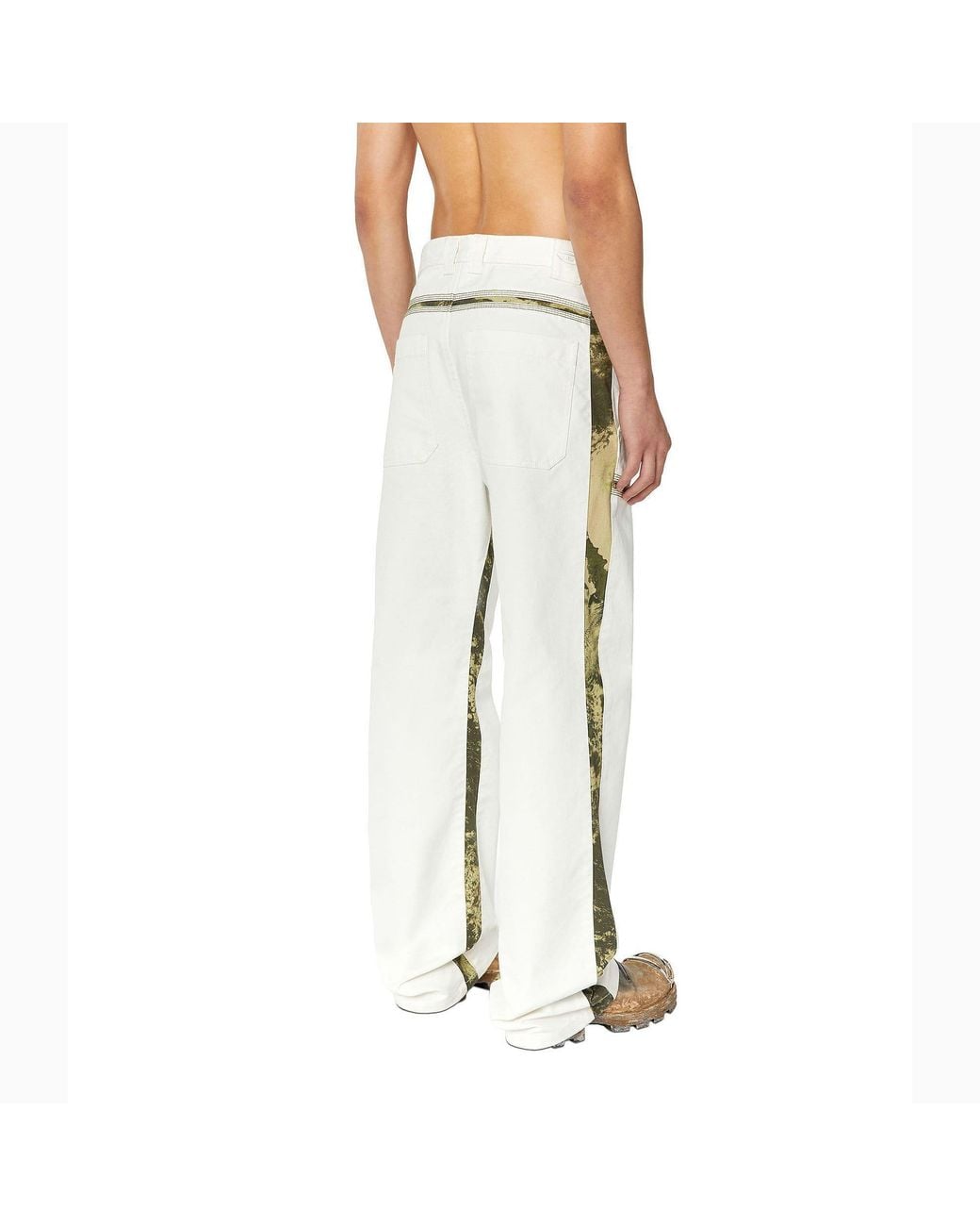 DIESEL Natural Spliced Straight-Leg Casual Pants for men