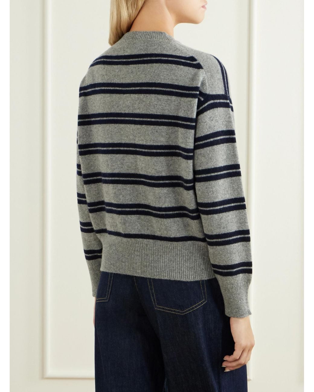 &Daughter Gray Ada Striped Wool Cardigan