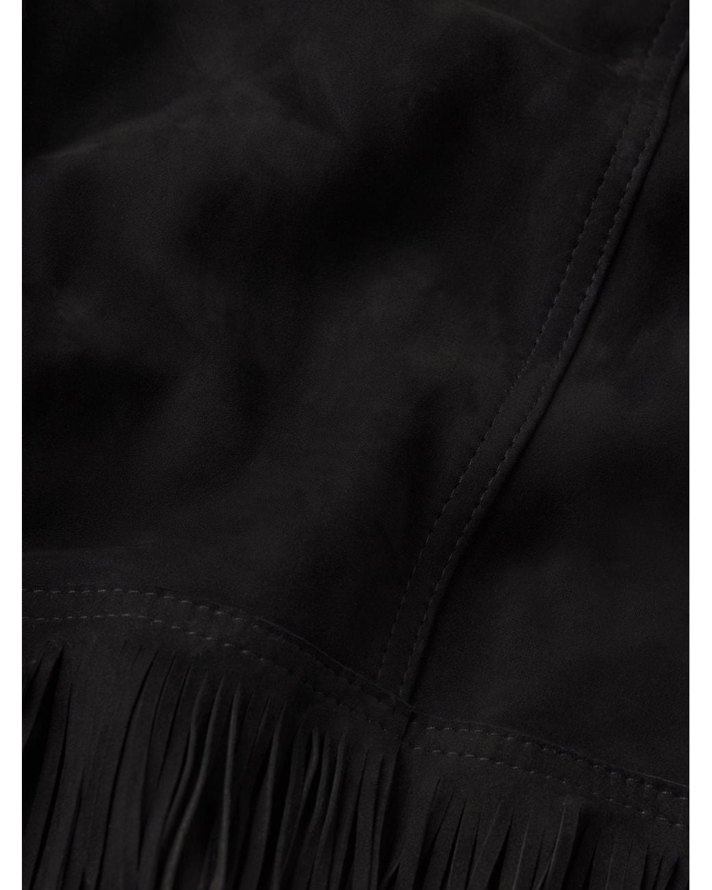 FRAME Black Double-Layered Fringed Leather Jacket
