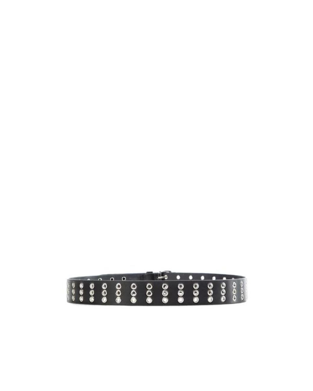 Ann Demeulemeester White Eyelet-Embellished Leather Belt