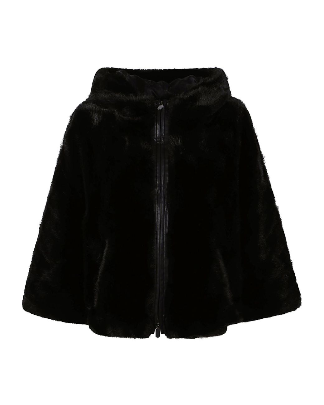 Pinko Black Faux Fur Hooded Jacket