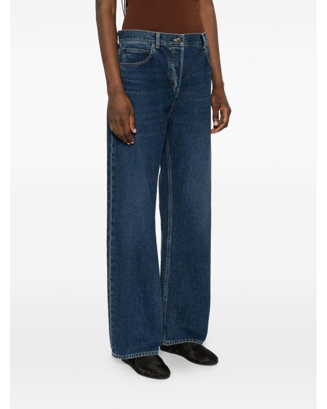 The Row Blue High-Waisted Wide-Leg Denim Jeans
