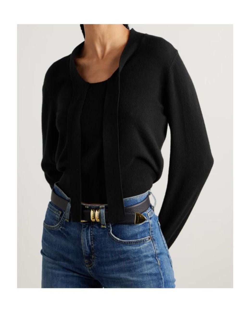 Nili Lotan Black Genesis Pussy-Bow Cashmere Sweater