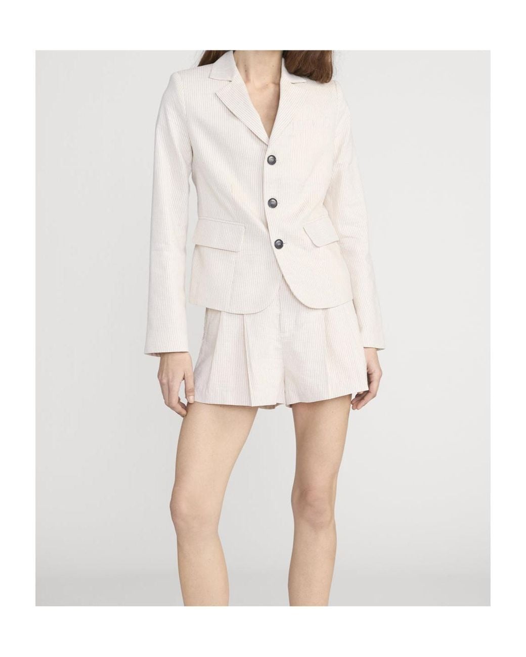 FRAME White The Striped Smart Blazer