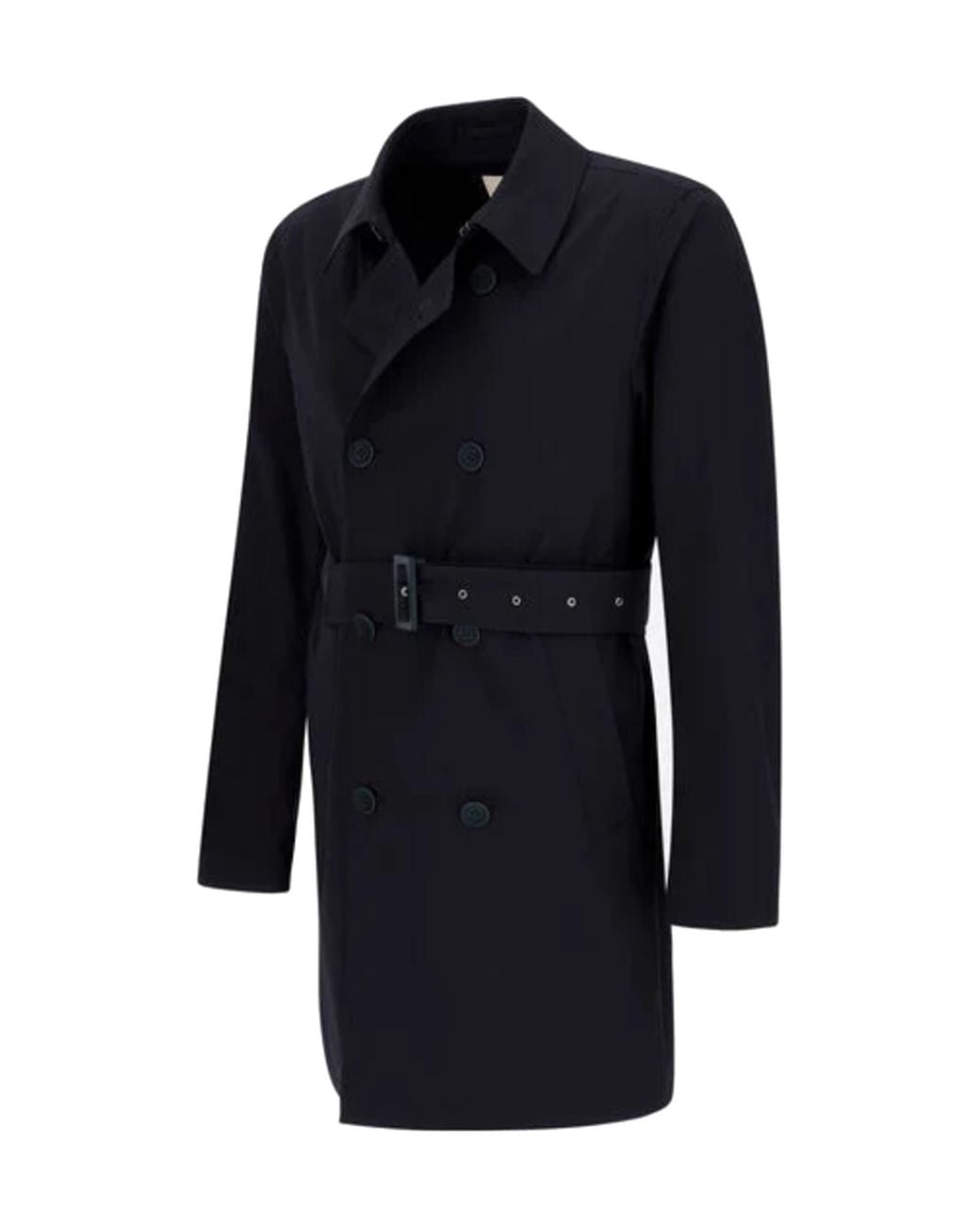 Herno Blue Double-Breasted Belted Trench Coat for men