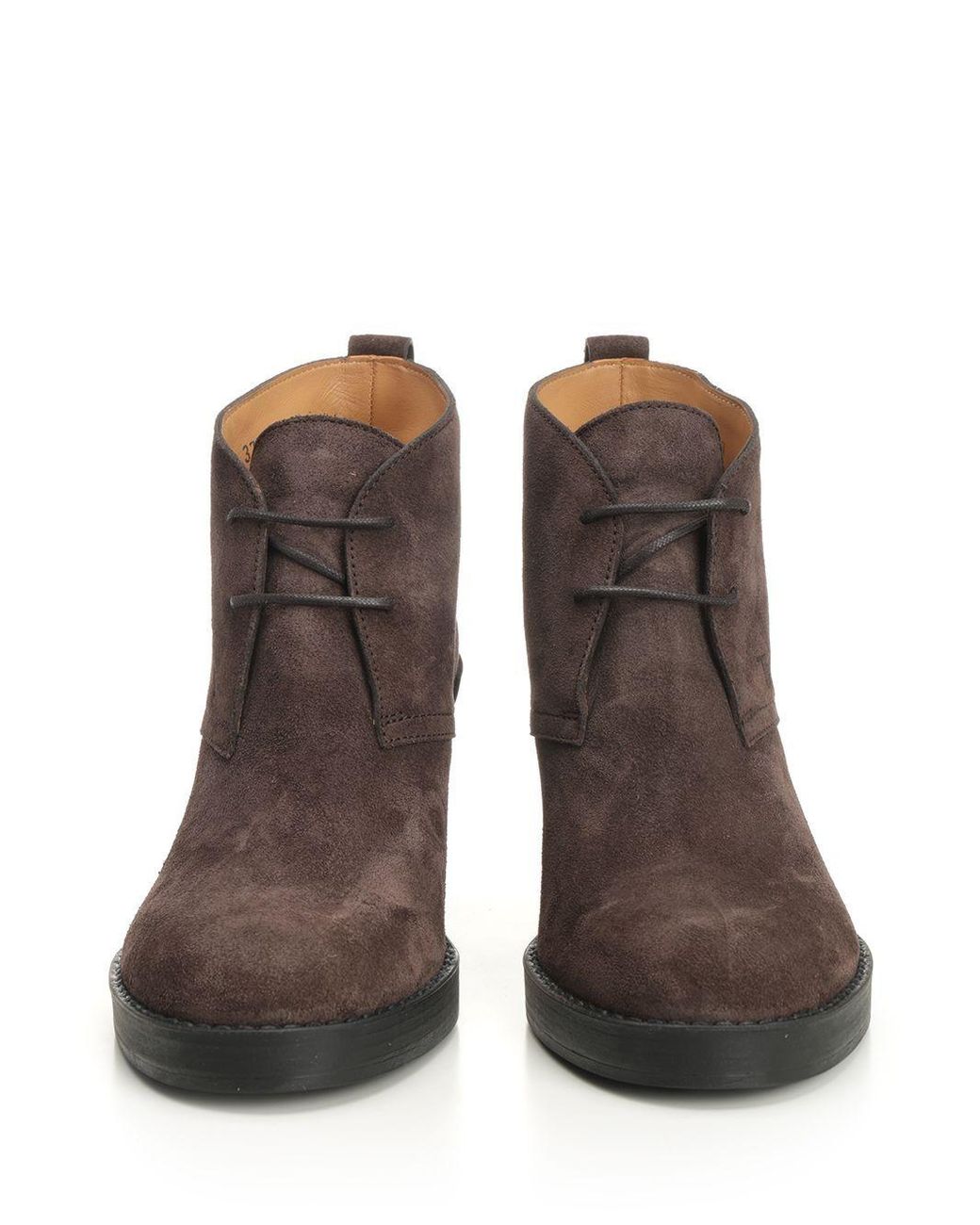 Tod's Brown Round-Toe Lace-Up Ankle Boots