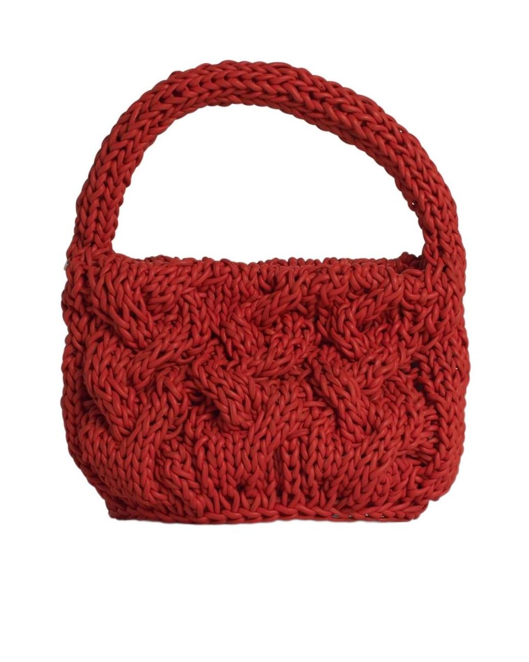 J.W. Anderson Red Jw Anderson Small Cable Knitted Top Handle Bag
