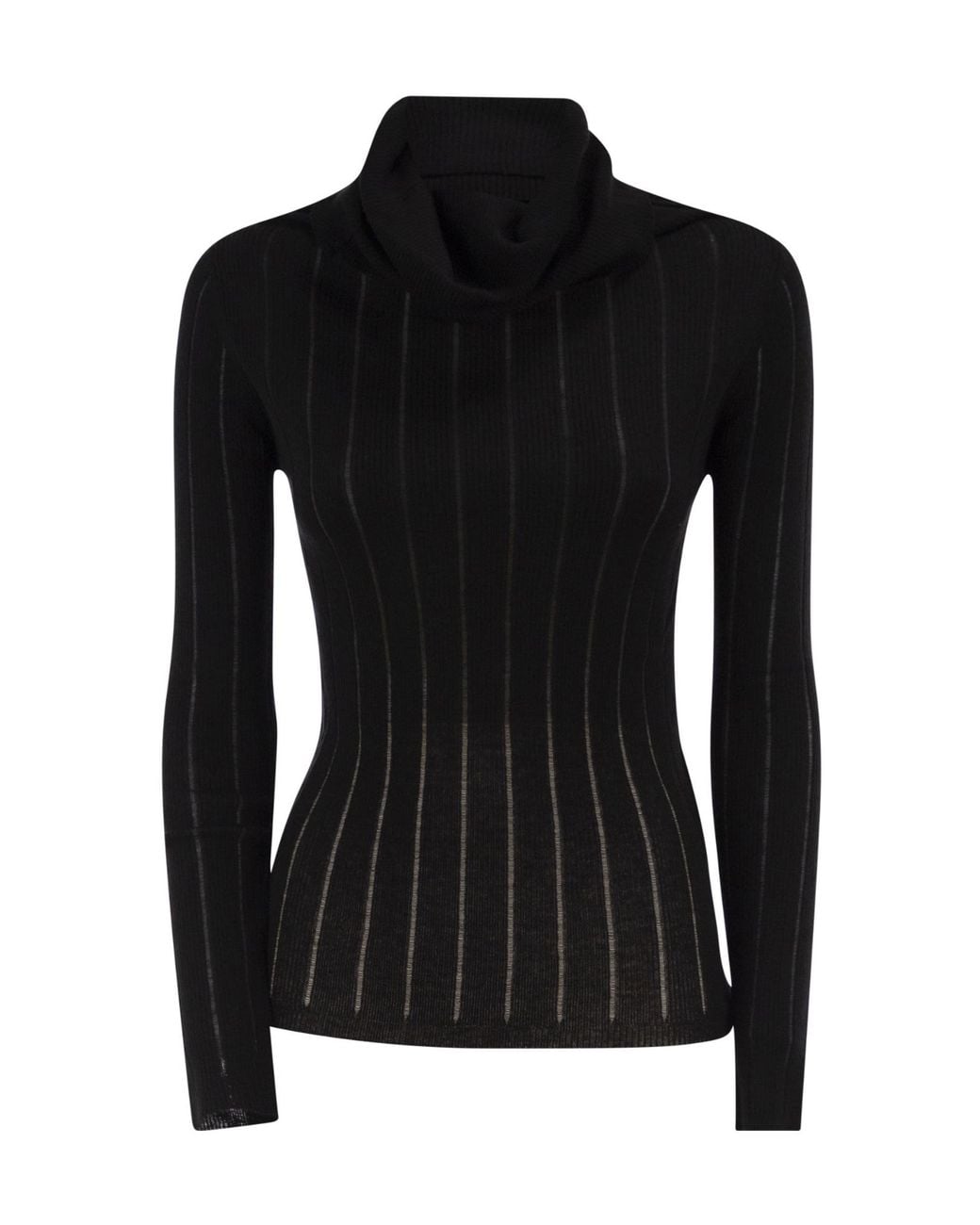 Max Mara Black Studio Mstbadesse Fitted Turtleneck Jumper