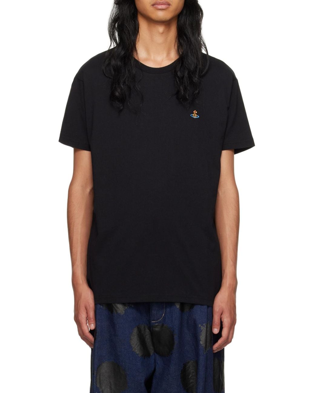 Vivienne Westwood Blue Logo Embroidered Crewneck T-Shirt for men