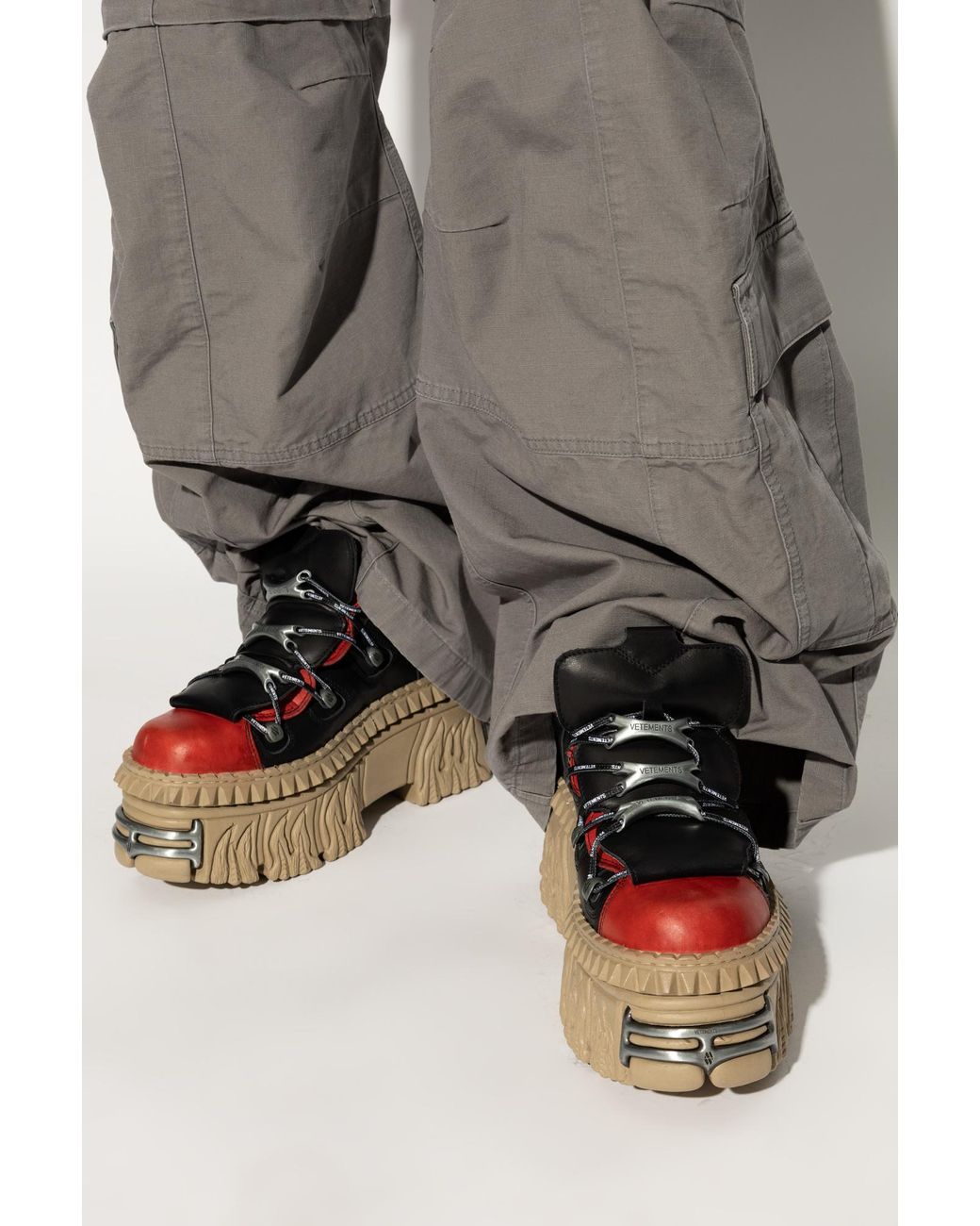 Vetements Black X New Rock Logo Detailed Lace-Up Shoes for men