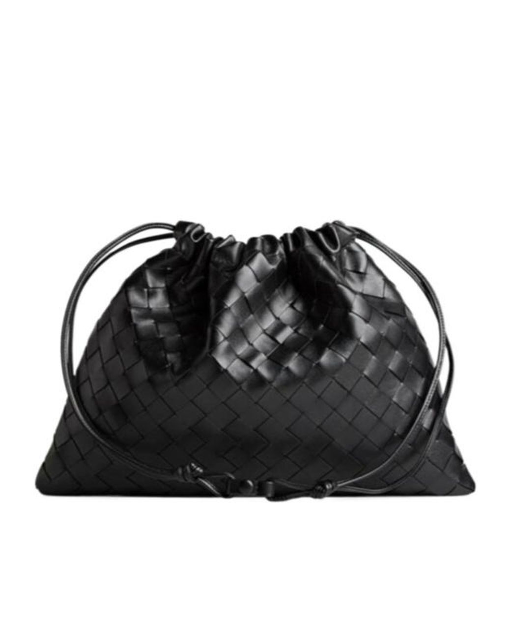 Bottega Veneta Black Intrecciato Drawstring Shoulder Bag