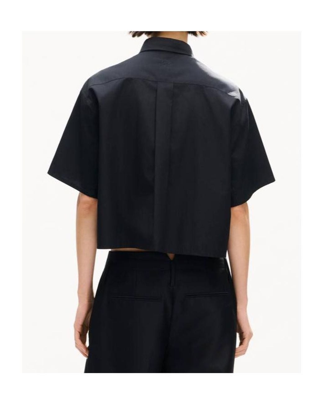 KENZO Black Floral Embroidered Cropped Shirt