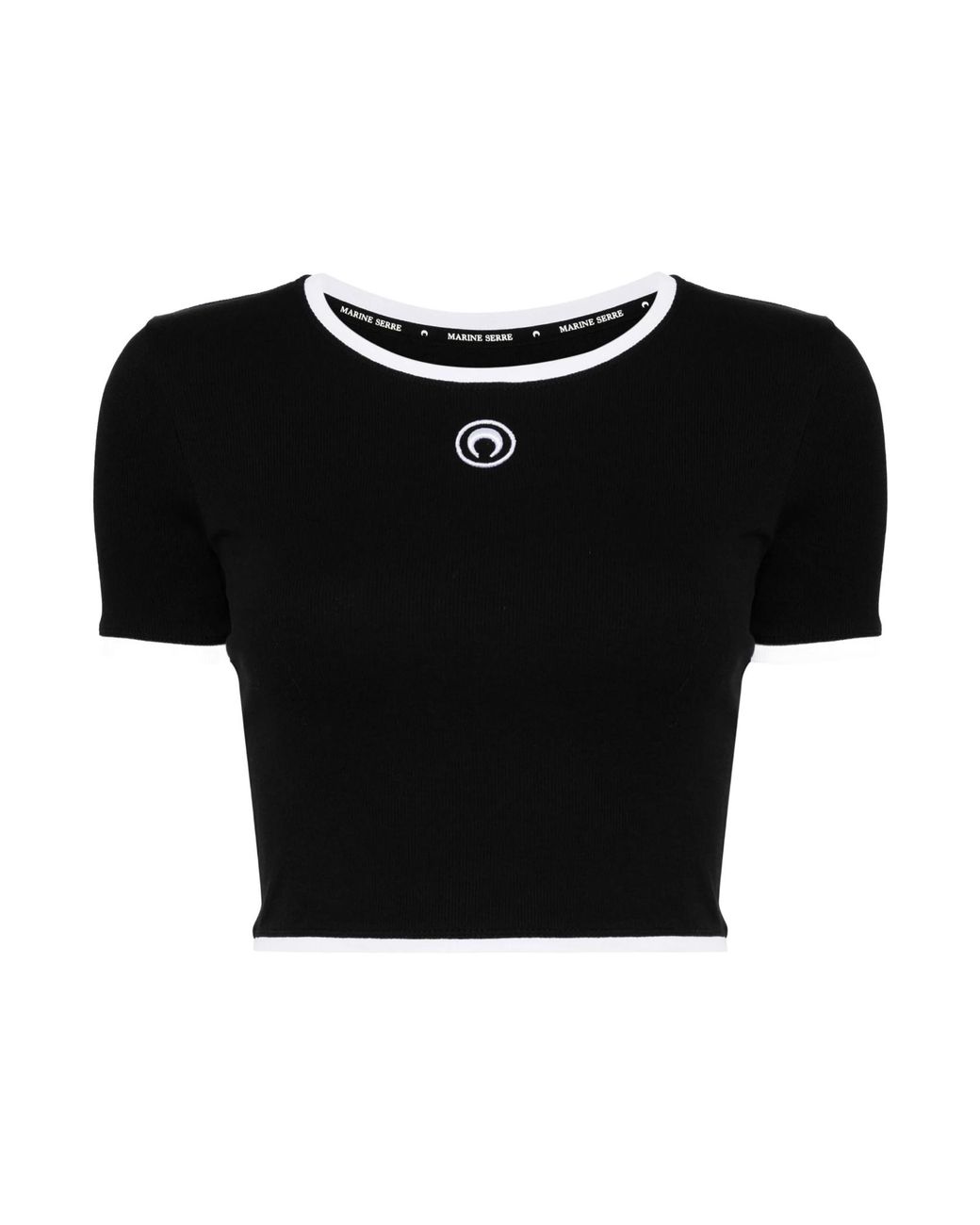 MARINE SERRE Black Moon Embroidered Crop Top